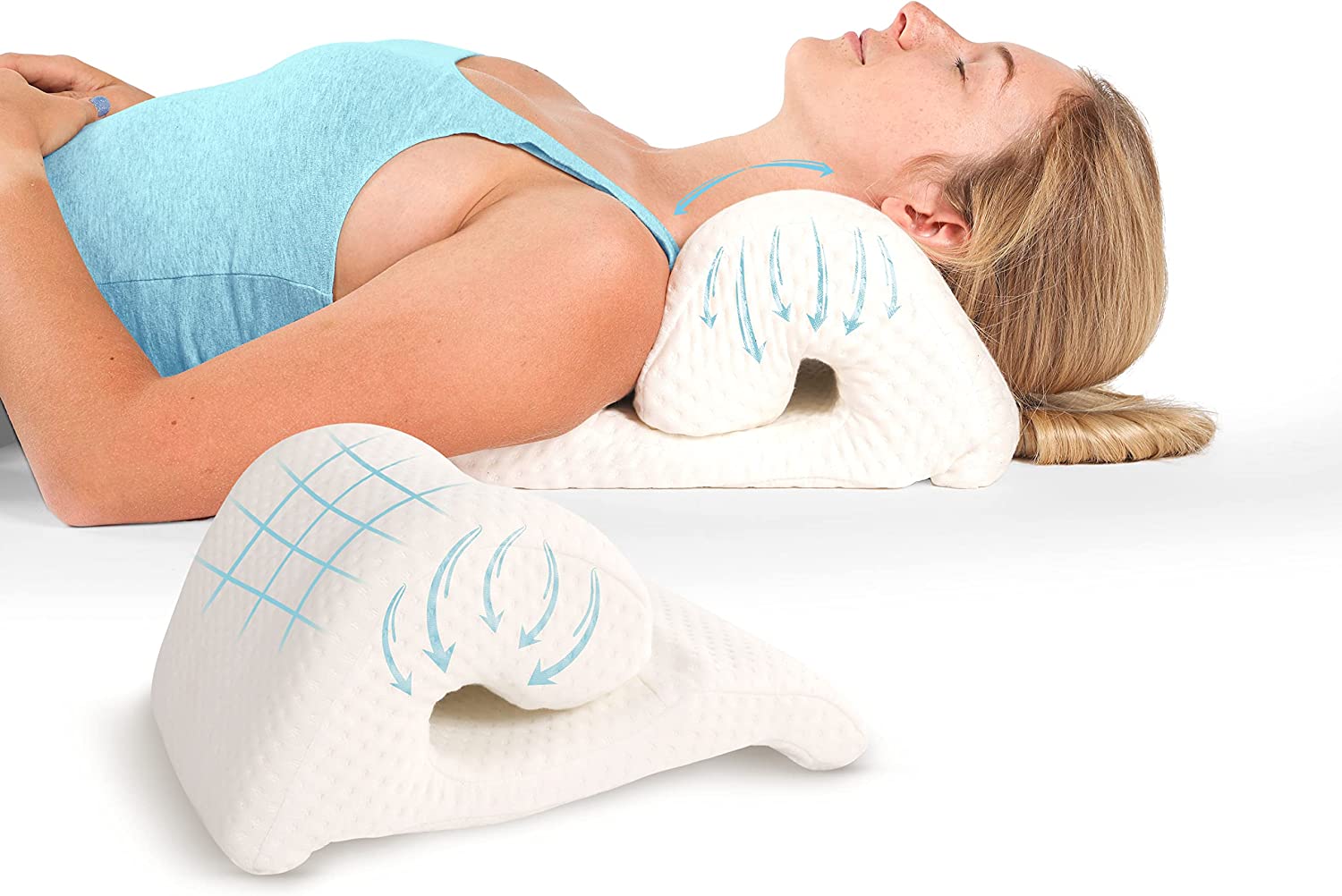 Car Seat Neck Pillow And Lumbar Support Cushion Kit For Muscle Pain And  Tension Relief