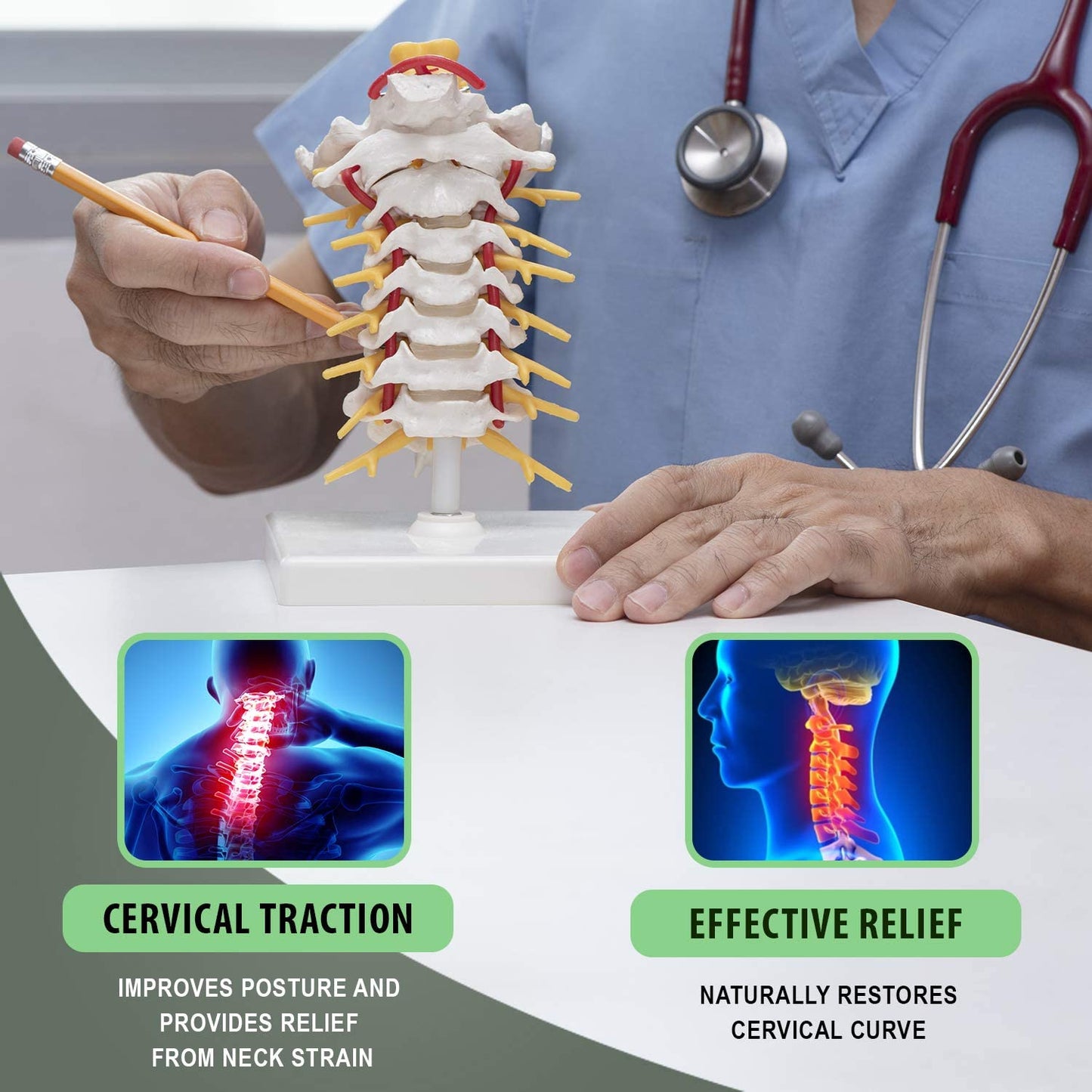 Neck Traction with Ratchet Tight Technology by Theratrac Glide - Cervical Traction - Stretch and Relieve Pain, Cervicalgia, Degeneration of disc, Spondylosis and Spine Alignment
