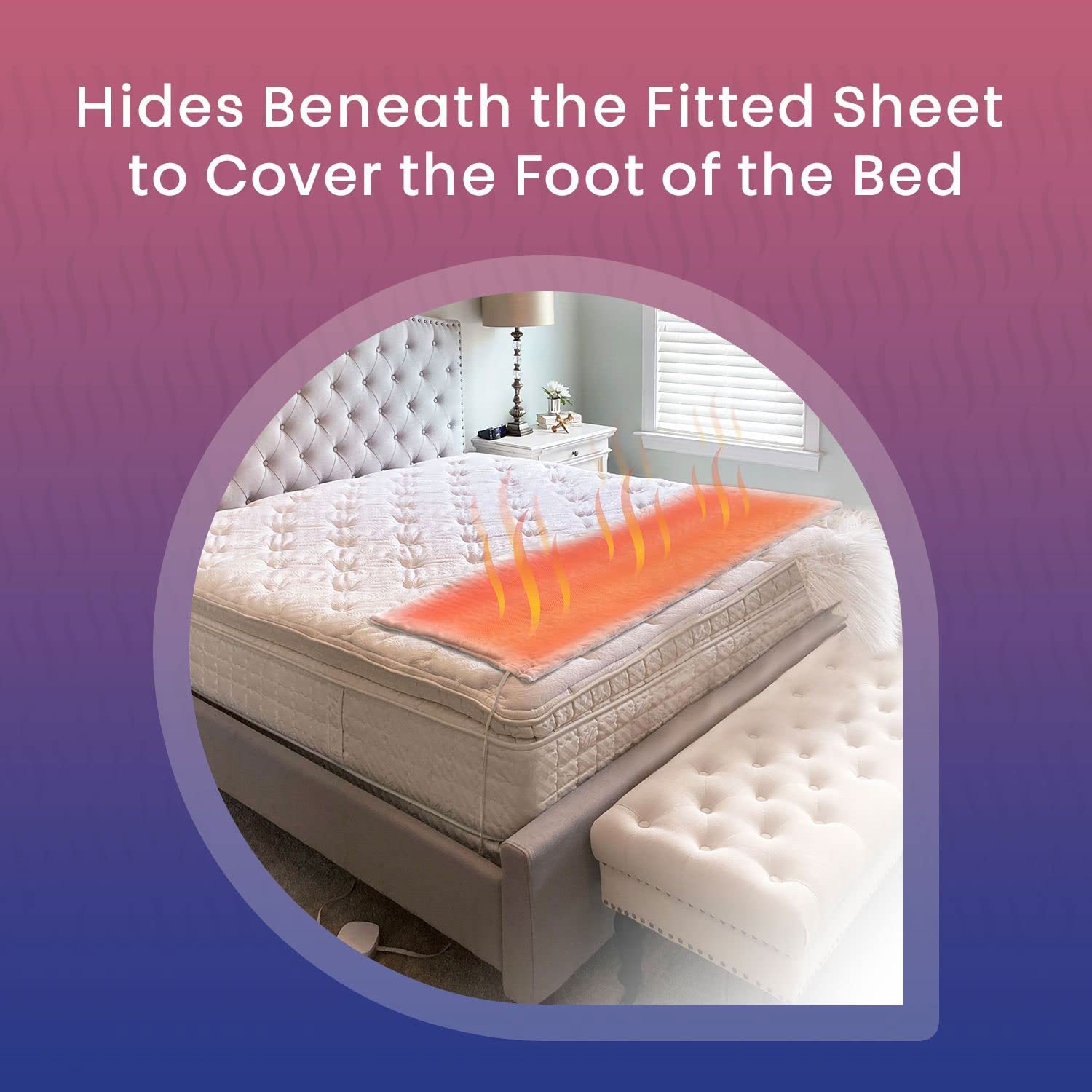 Hidden Heat Electric Foot of The Bed Warmer by Spotwarm; Wireless RF Remote, Microplush Flannel Mattress Warmer for Heated Feet. King Bed - 74” by 28”