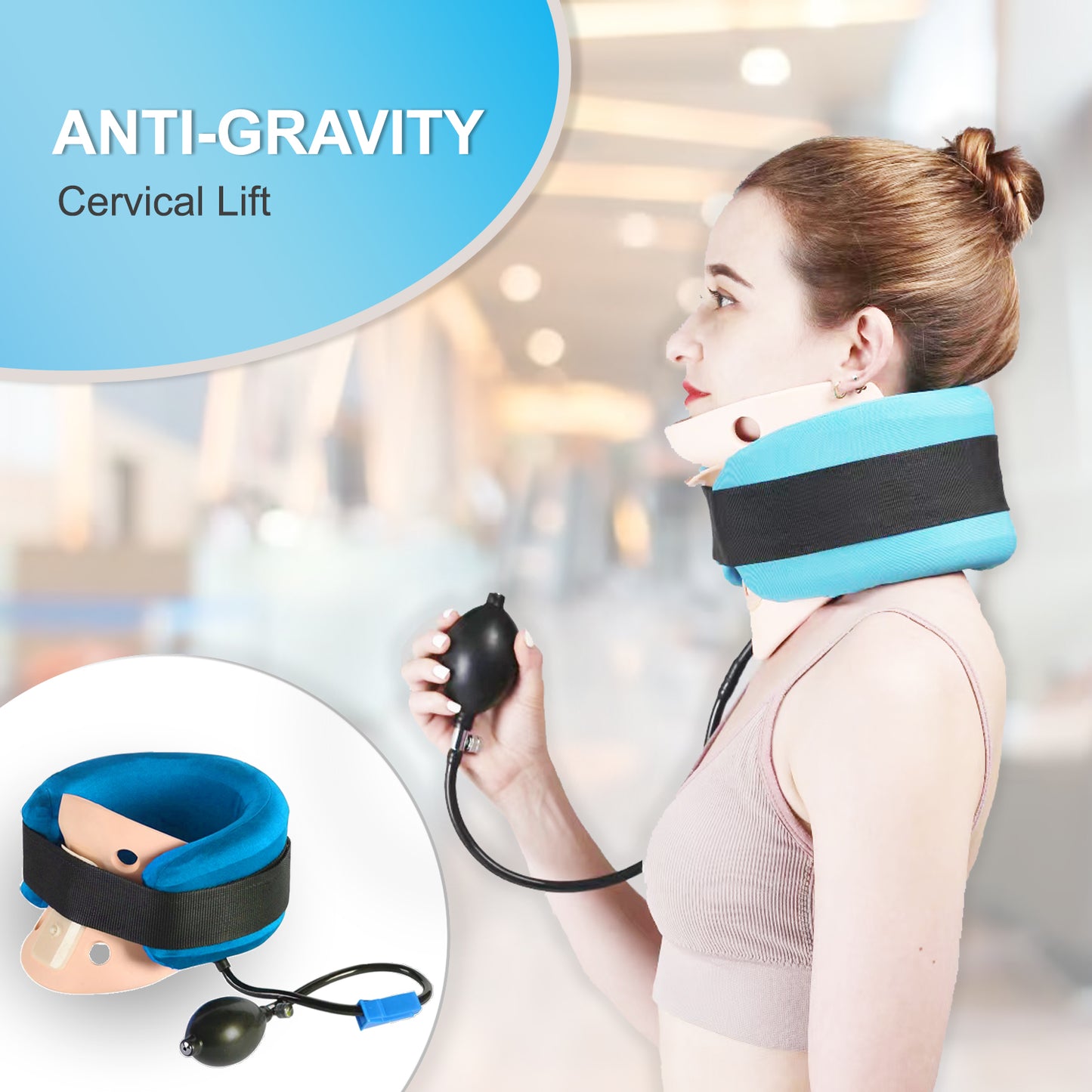 Premium Pneumatic Cervical Traction Collar – Inflatable Neck Traction Device for Pain Relief, Stretch and Decompress Neck Muscles