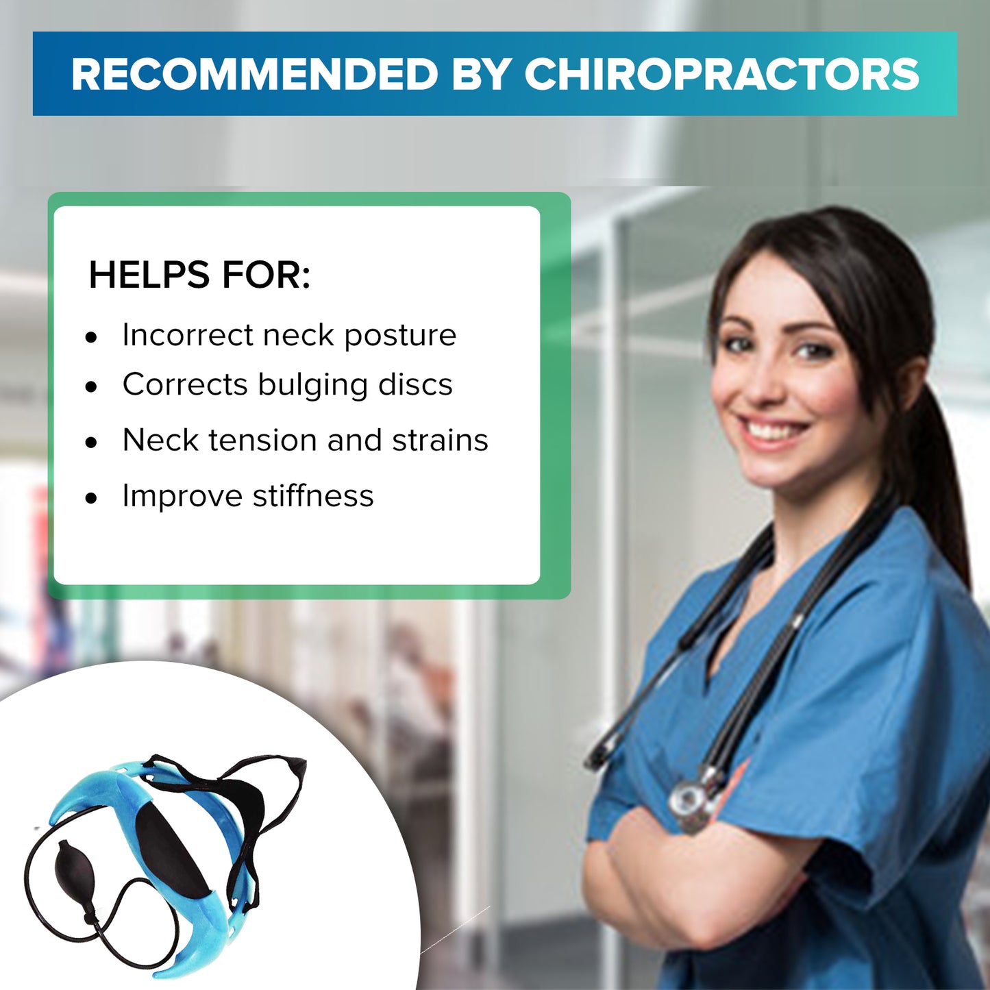 Posture Neck Traction Stand by S-Curve. Stretch and Reestablish the Cervical S-Curve, Spine Traction Disc Hydrator for upper Neck. Relieve Neck and Back Pain.