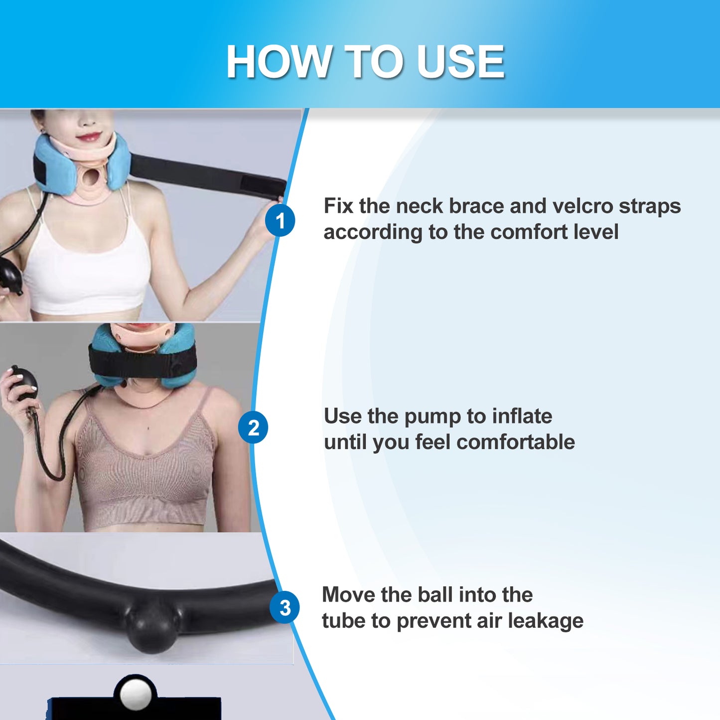 Premium Pneumatic Cervical Traction Collar – Inflatable Neck Traction Device for Pain Relief, Stretch and Decompress Neck Muscles
