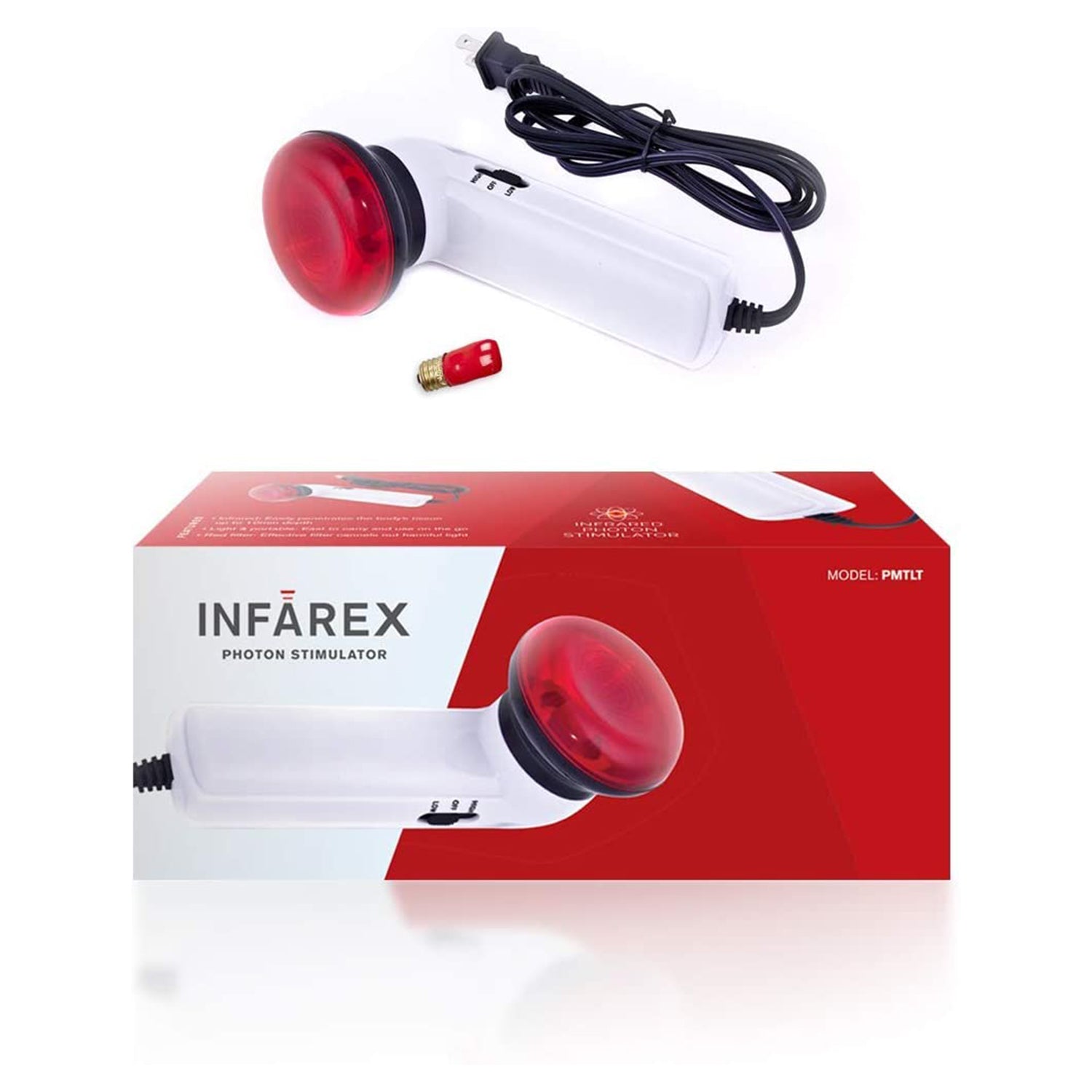 Red Light Therapy Infrared Heating Wand by Infarex, Handheld Heat Lamp with Replacement Bulb, Muscle Pain Relief, Increased Blood Circulation