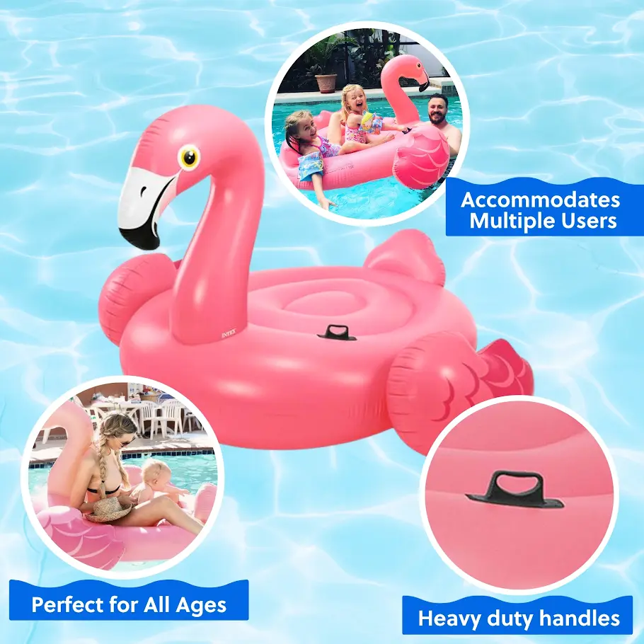 Flamingo Inflatable Pool Floats,Pool Tubes Swim Ring Pink Pool Float with Handle