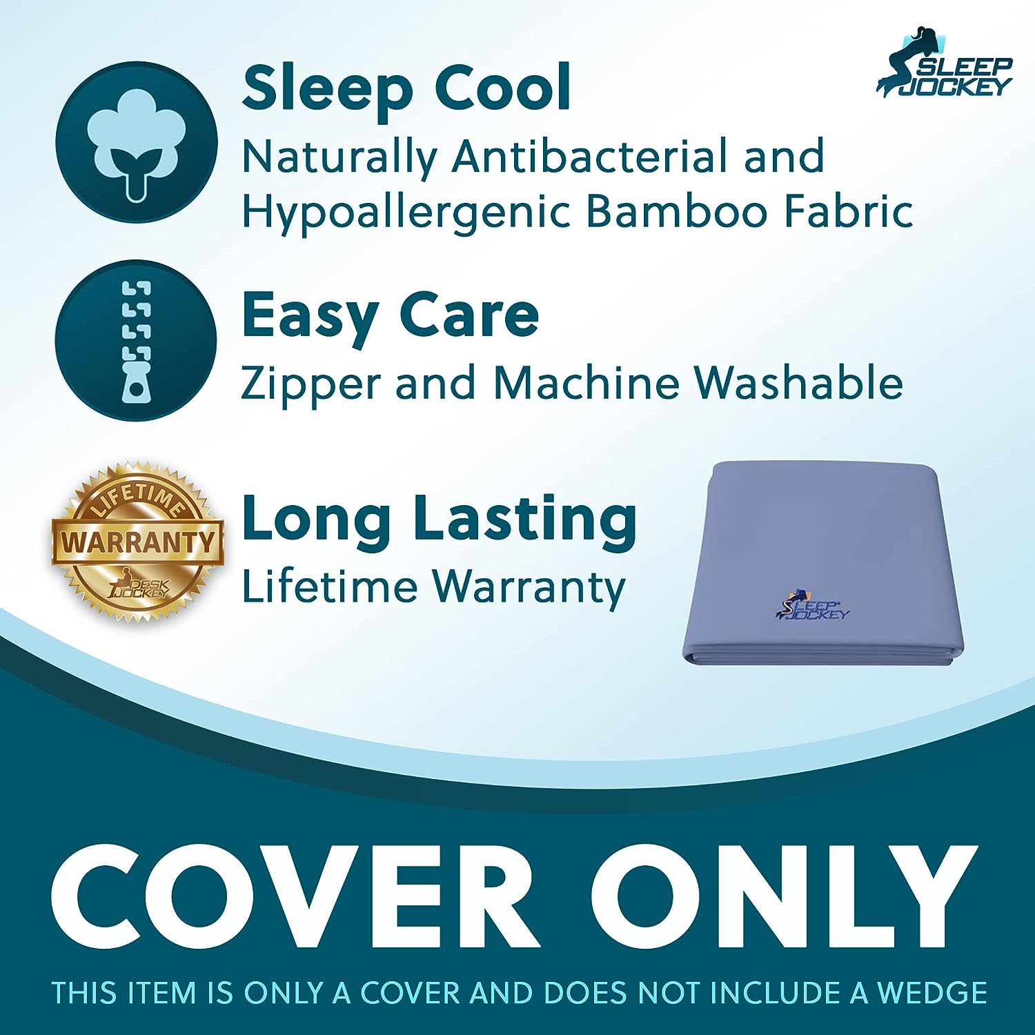 Sleep Jockey Bed Wedge Pillow Case - Cover Only – Desk Jockey LLC