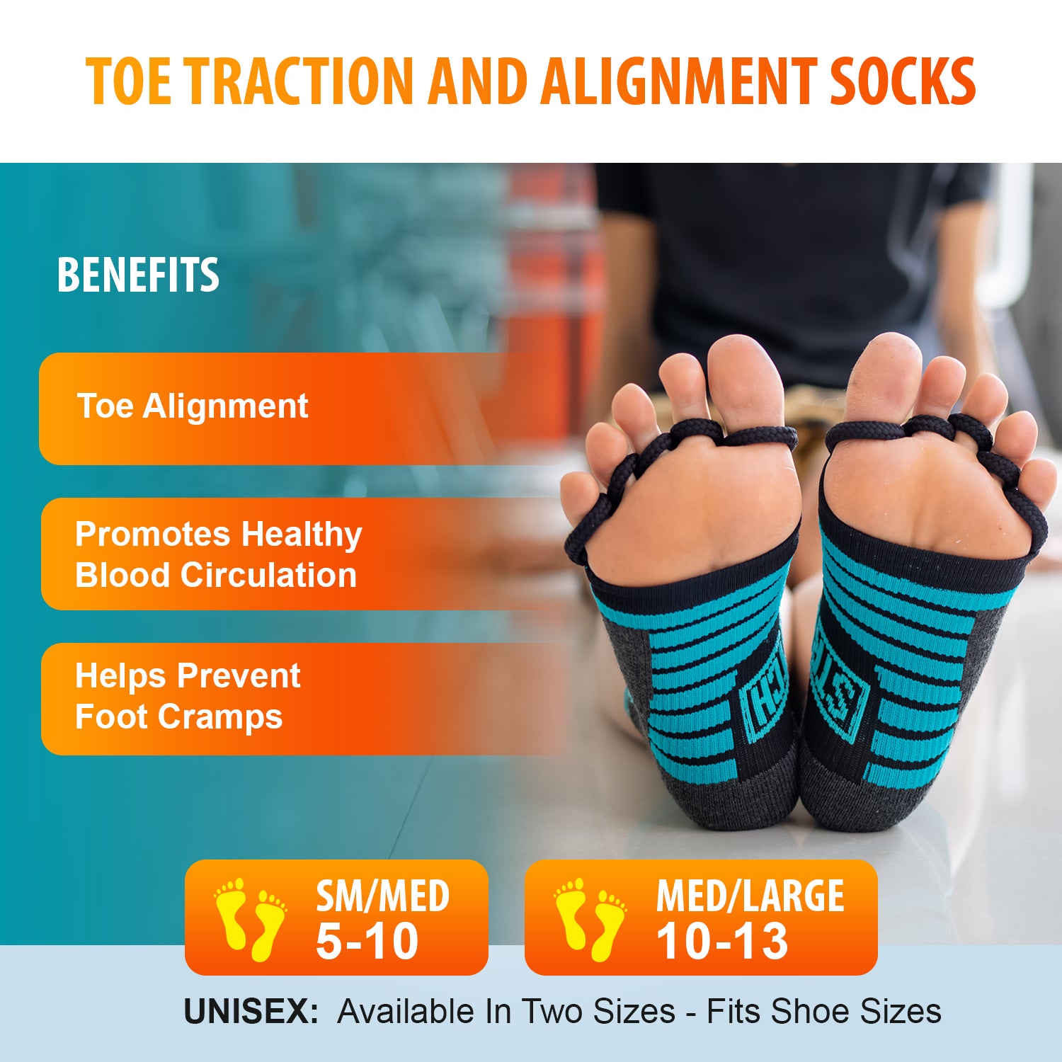 Stretch's Toe Separator Socks: Bunion Relief with Toe Spacer Foot Alignment for Happy Feet