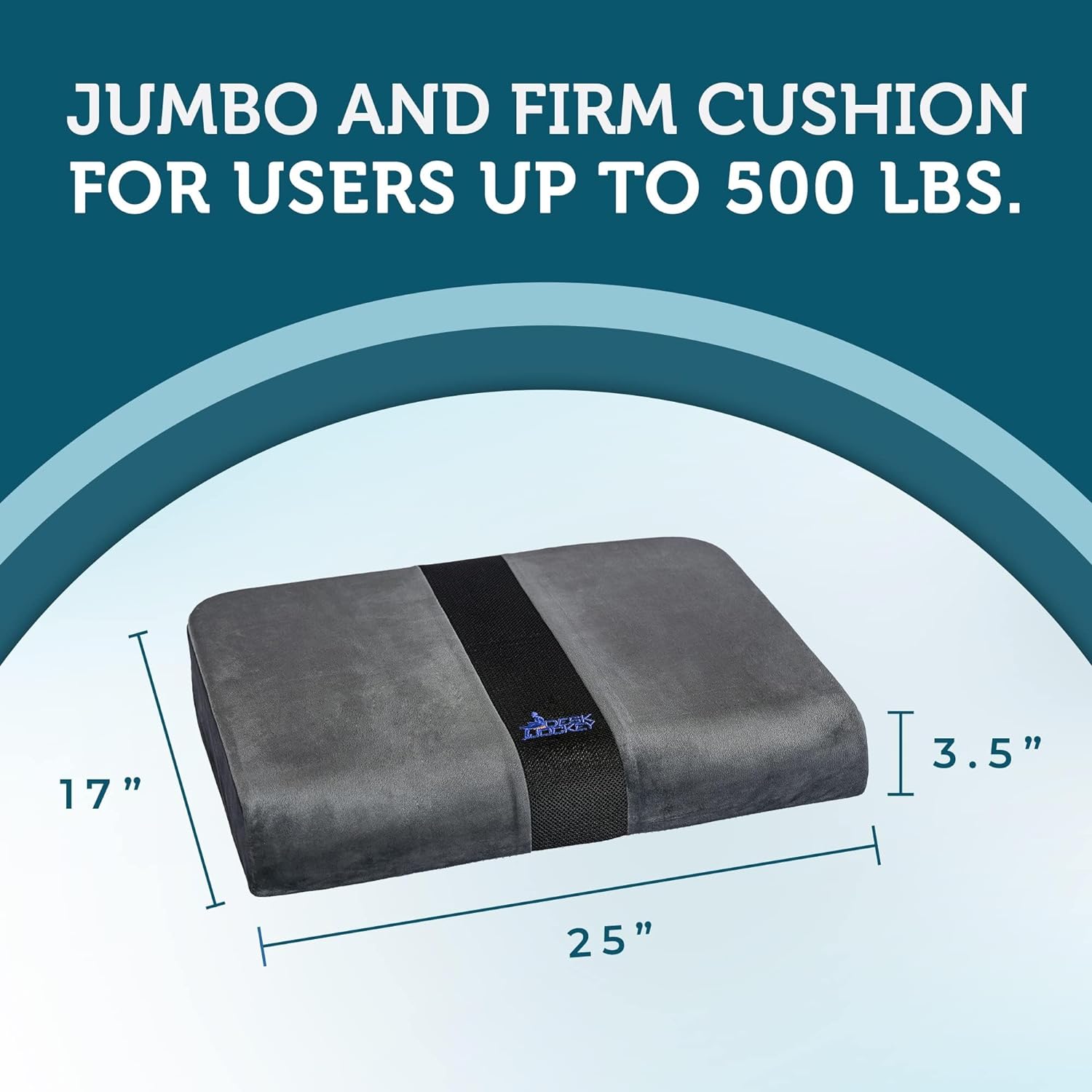 Extra Wide Seat Cushion for Wheelchairs & Office Chairs - Jumbo and Wheelchair Cushion for Users 300 to 500lbs (25") - Proprietary Blended Memory Foam Relieves Sciatica, Tailbone and Back Pain