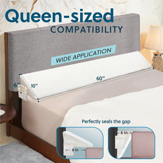 Pillow Wedge for Headboard Gap with Ultra Soft Cover - Queen Sized Headboard