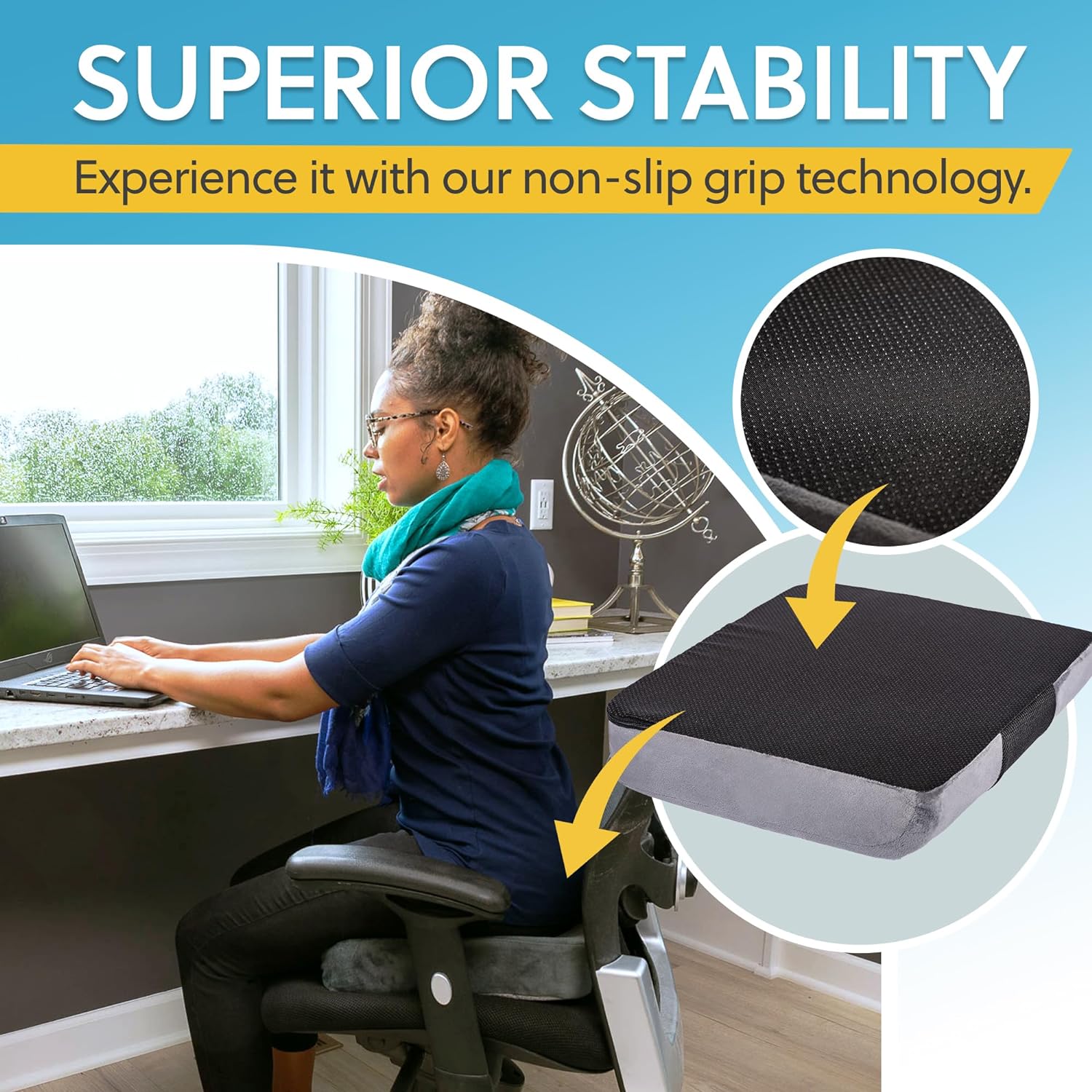 Large Seat Cushion for Wheelchairs, Office Chairs and Recliners - 19.5 x 17 x 3.5 Inch Large and Soft Cushion for Users up to 300lbs - Relieves Sciatica, Tailbone and Back Pain