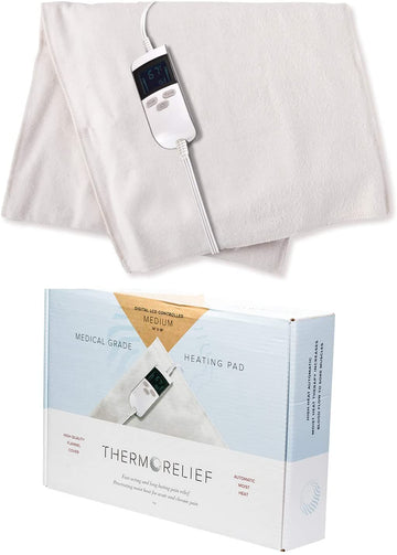 Versatile Medium Moist Heating Pad with Auto Shut Off for Cramps and Back Pain by ThermoRelief - Extra Hot Medical Grade Digital Electric Pad
