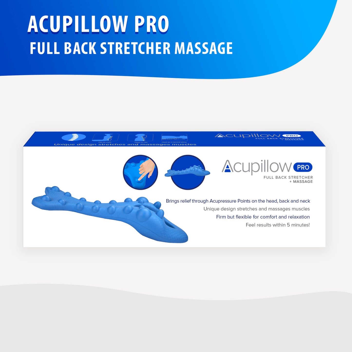 Full Back Stretch Massage Trigger Point Chiropractic Pillow by Acupillow Pro - Cervical and Lumbar Traction Stretcher Device - Myofascial Release of Pressure Point - Neck and Back Pain