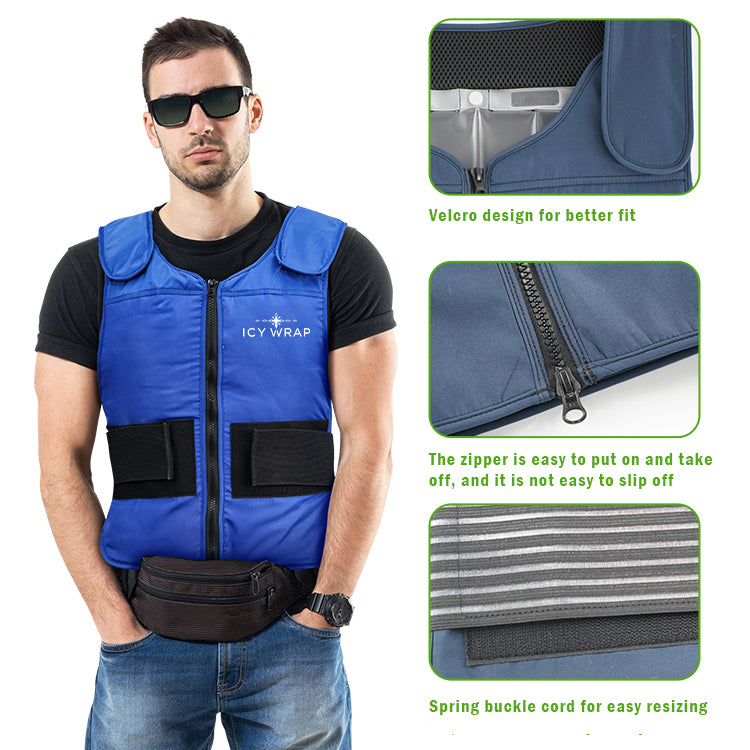 Phase Change Cooling Vest by Icy Wrap for Men &amp; Women, Hot Weather, Ice Reflective Vest with 30 PCS Ice Packs, High Tech Phase Change PCM material, stays cold for 5-10 hrs