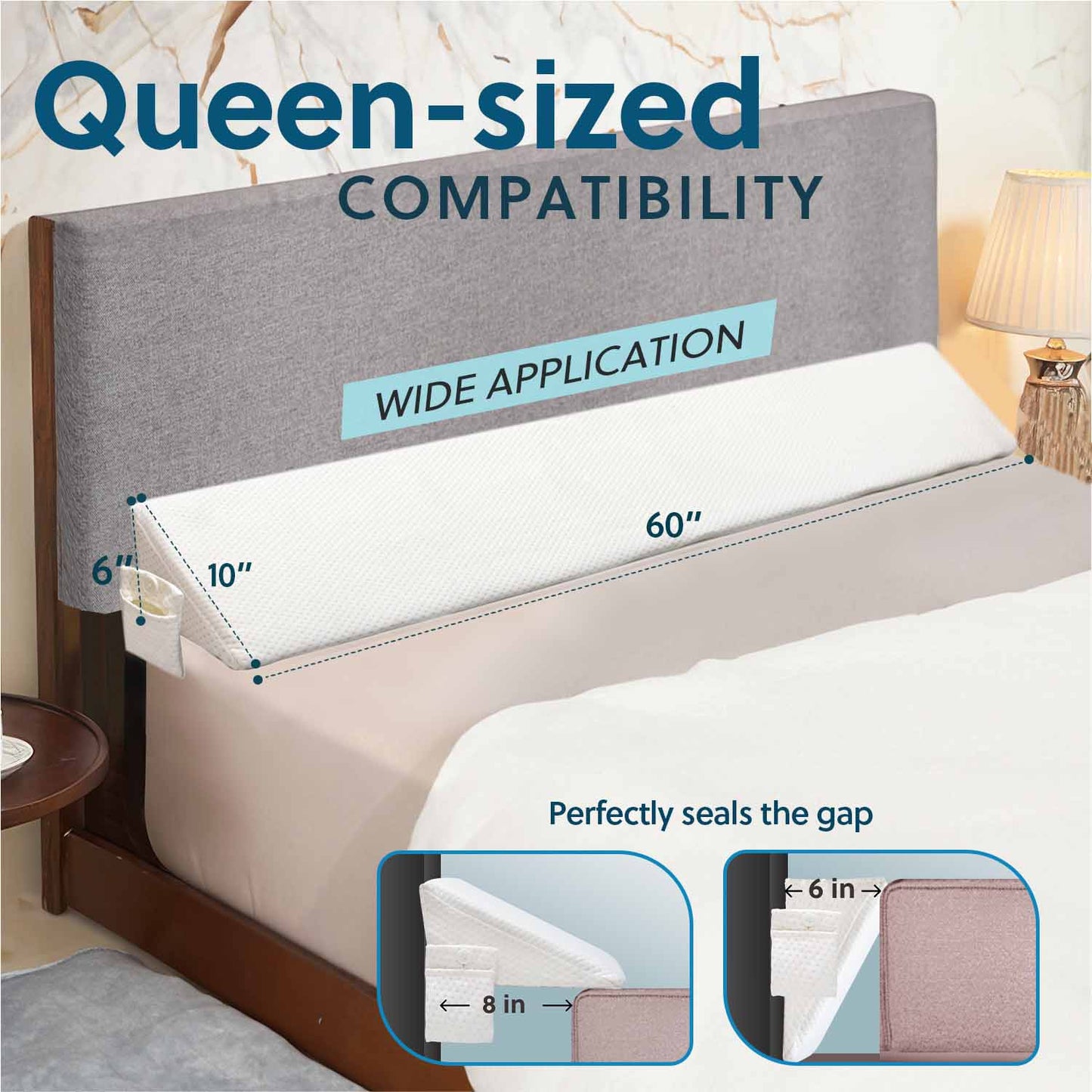 Pillow Wedge for Headboard Gap with Ultra Soft Cover