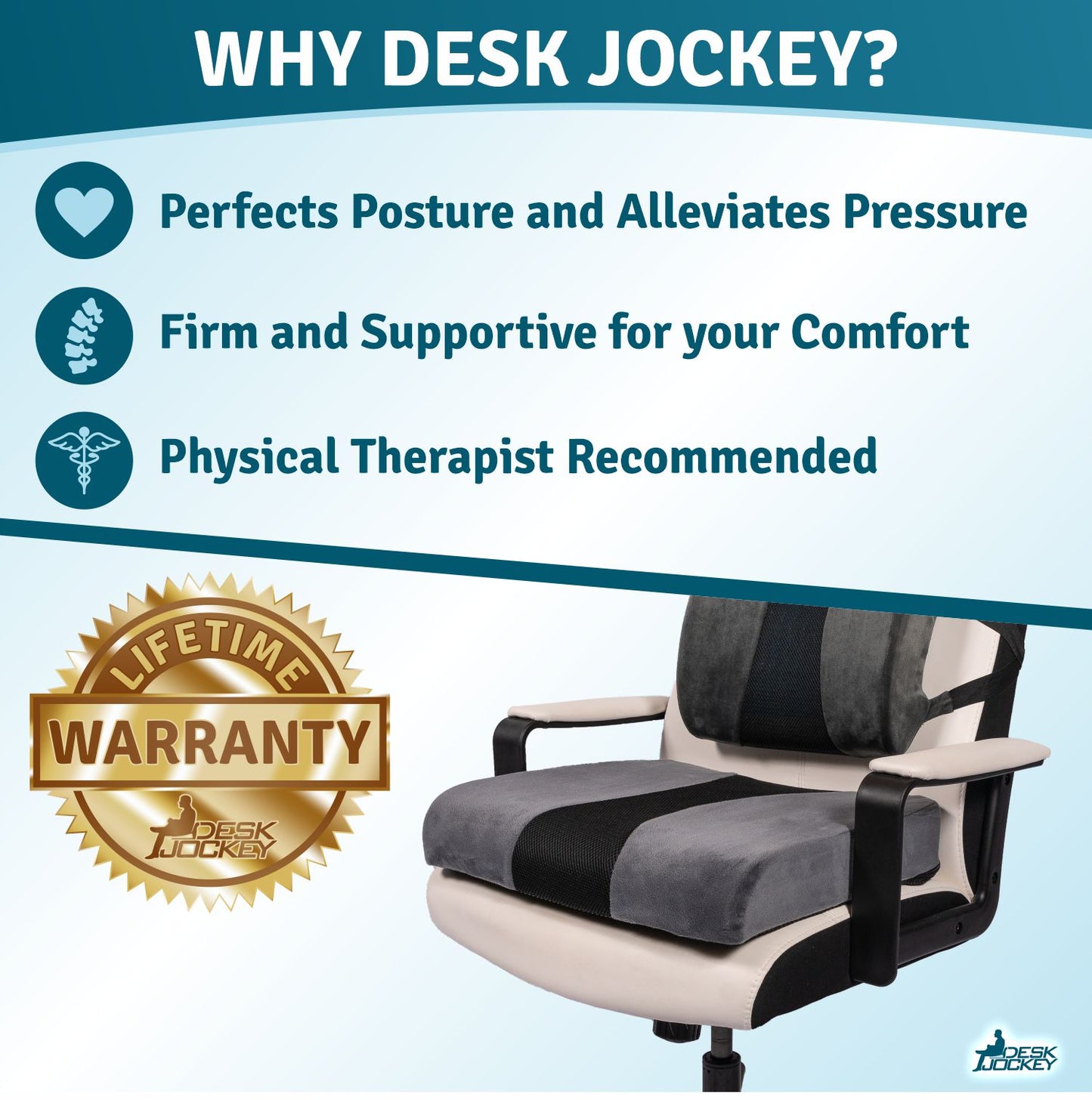 Memory Foam Office or Wheelchair Cushion for Oversized Chairs – Desk Jockey  LLC
