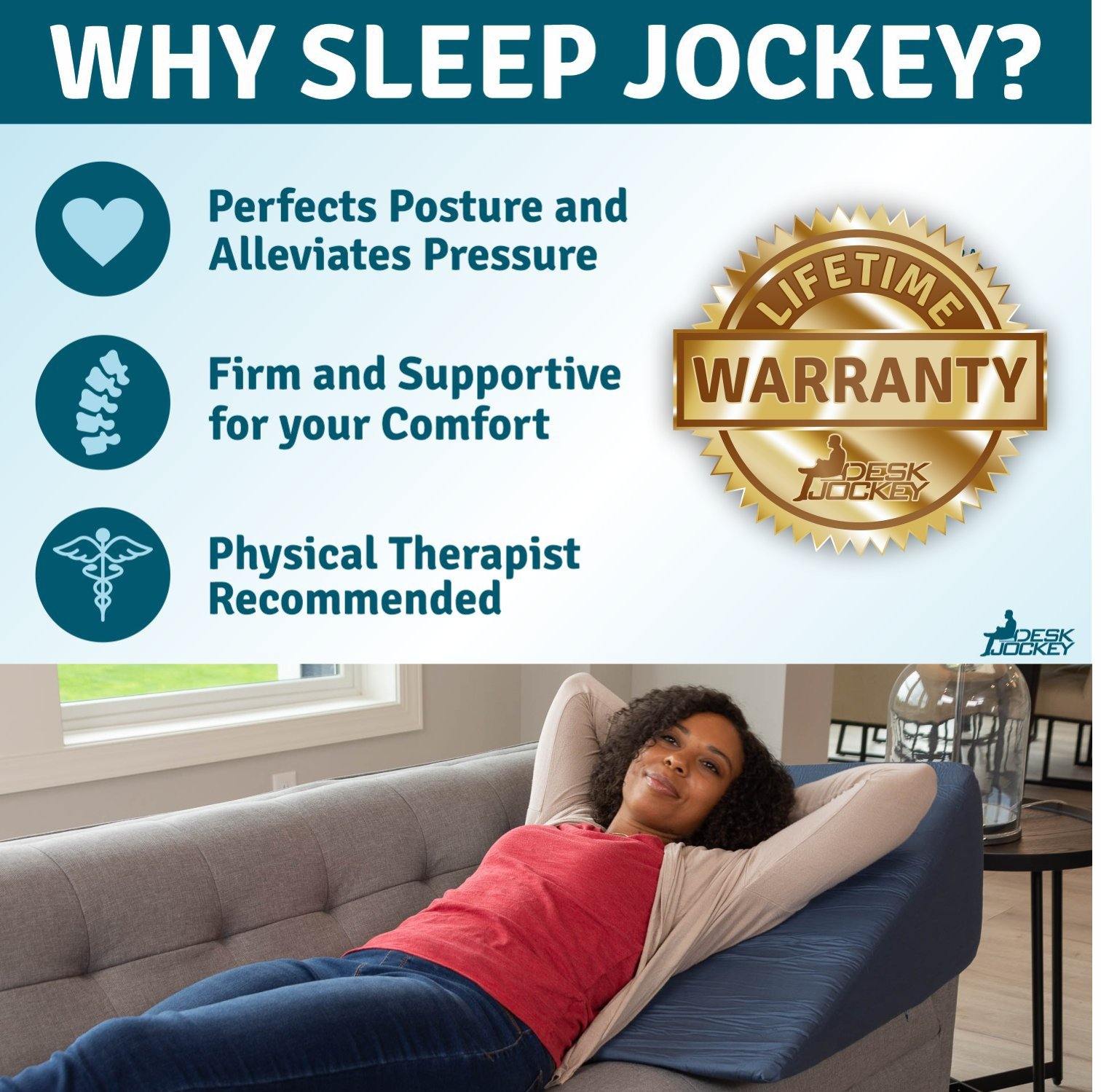 Bed Wedge Pillow with Egyptian Cotton Casing - Desk Jockey – Desk Jockey LLC